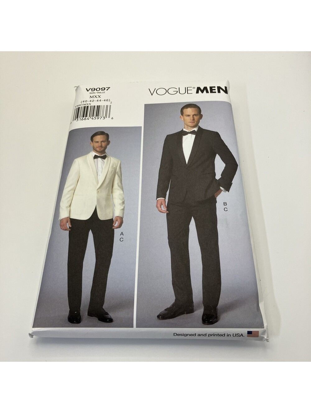 Vogue 9097 Fitted Lined Jacket, Fitted Tapered Pants Pattern Men Sz 40-46